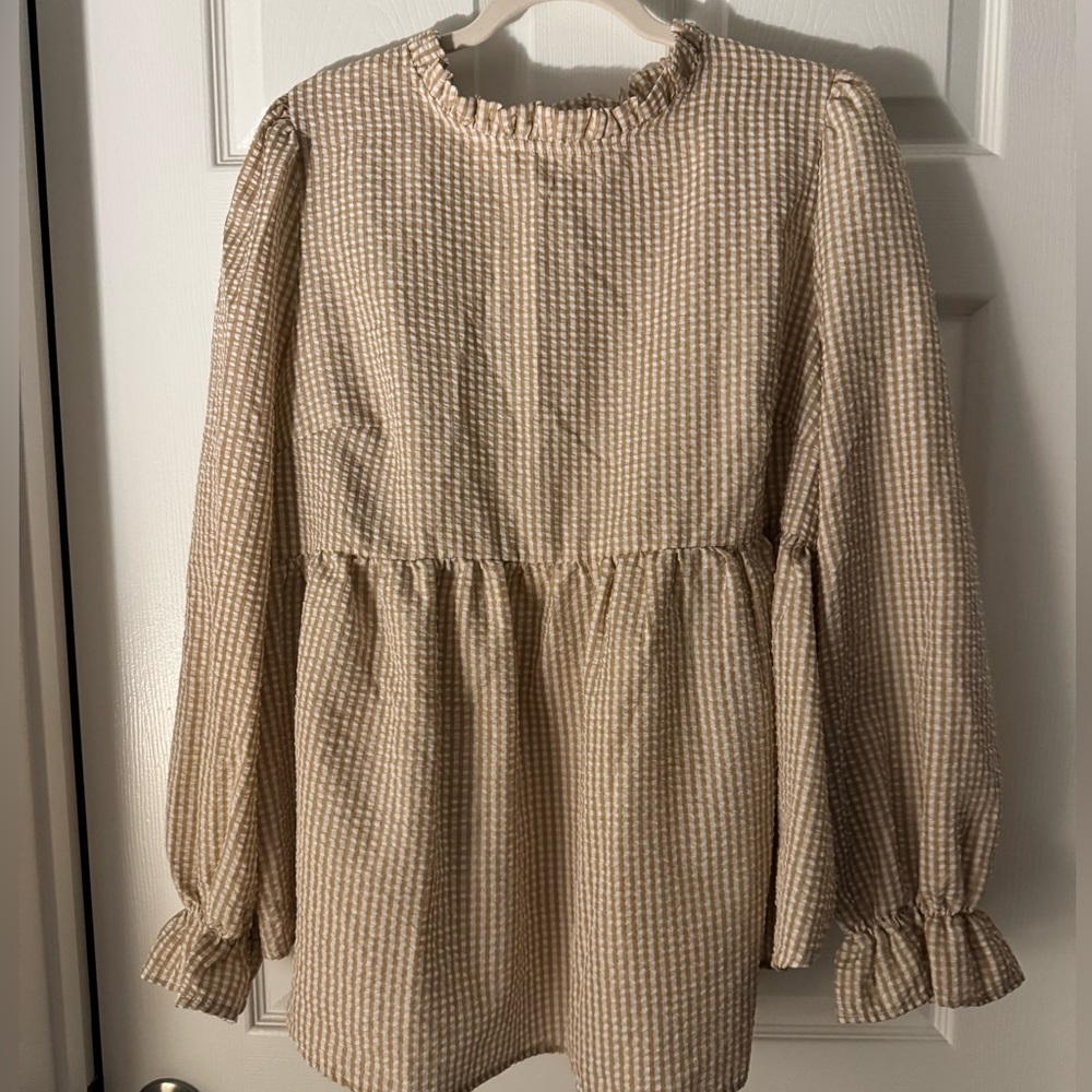 Beige Checkered Blouse